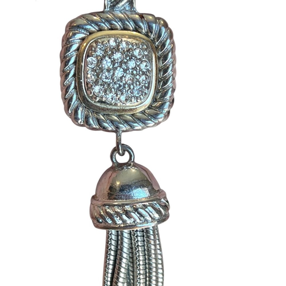 Alfani Silver-Tone Tassel Pendant Necklace With Rhinestones - Picture 8 of 10